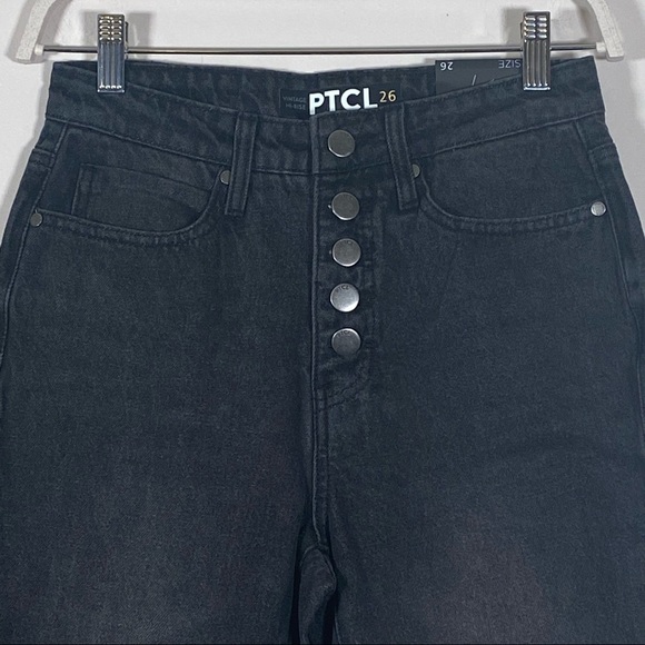 PTCL women’s Vintage hi-Rise Buttons fly distressed black denim jeans size 26 - Picture 2 of 7